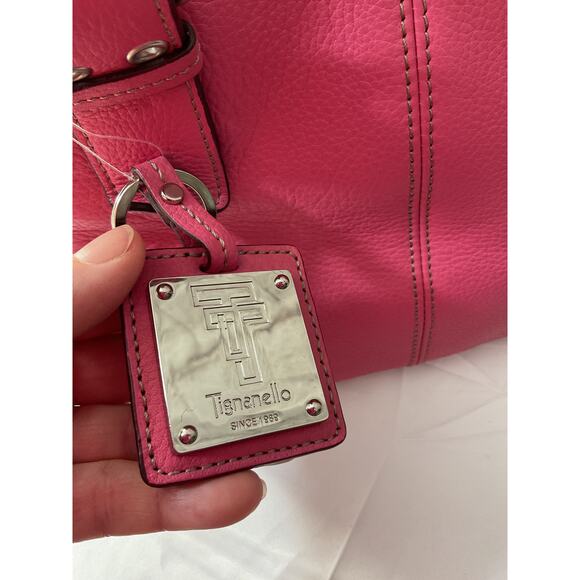 Tignanello Genuine Leather Pink Purse Bag Satchel - Picture 2 of 14